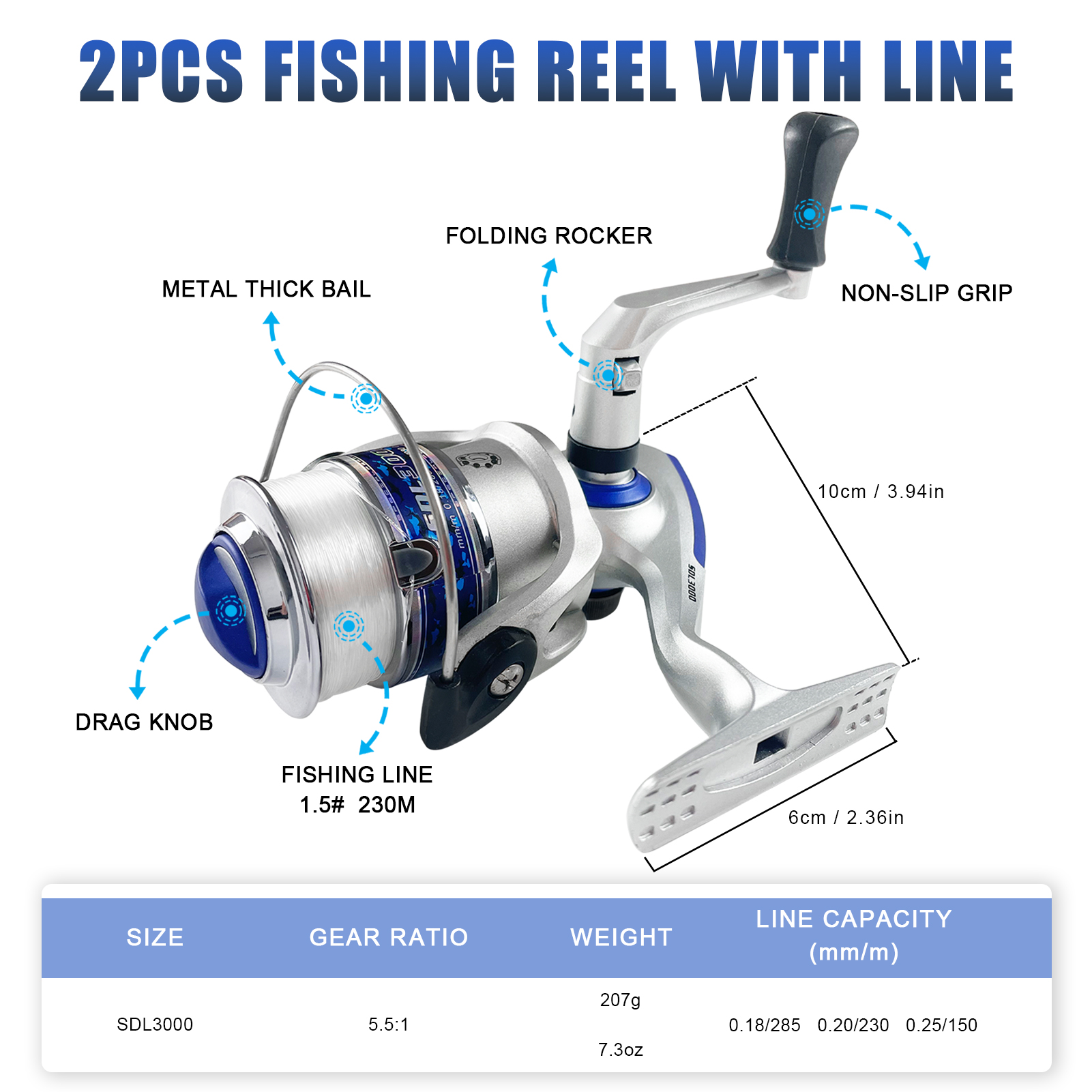 FREE FISHER Fishing Rod Reel Combo 2.1m Carbon Fiber Rod with Fishing Bag Hard Lure Soft Baits Hooks Spinning Reels for Saltwater/Freshwater（Pack of 65)
