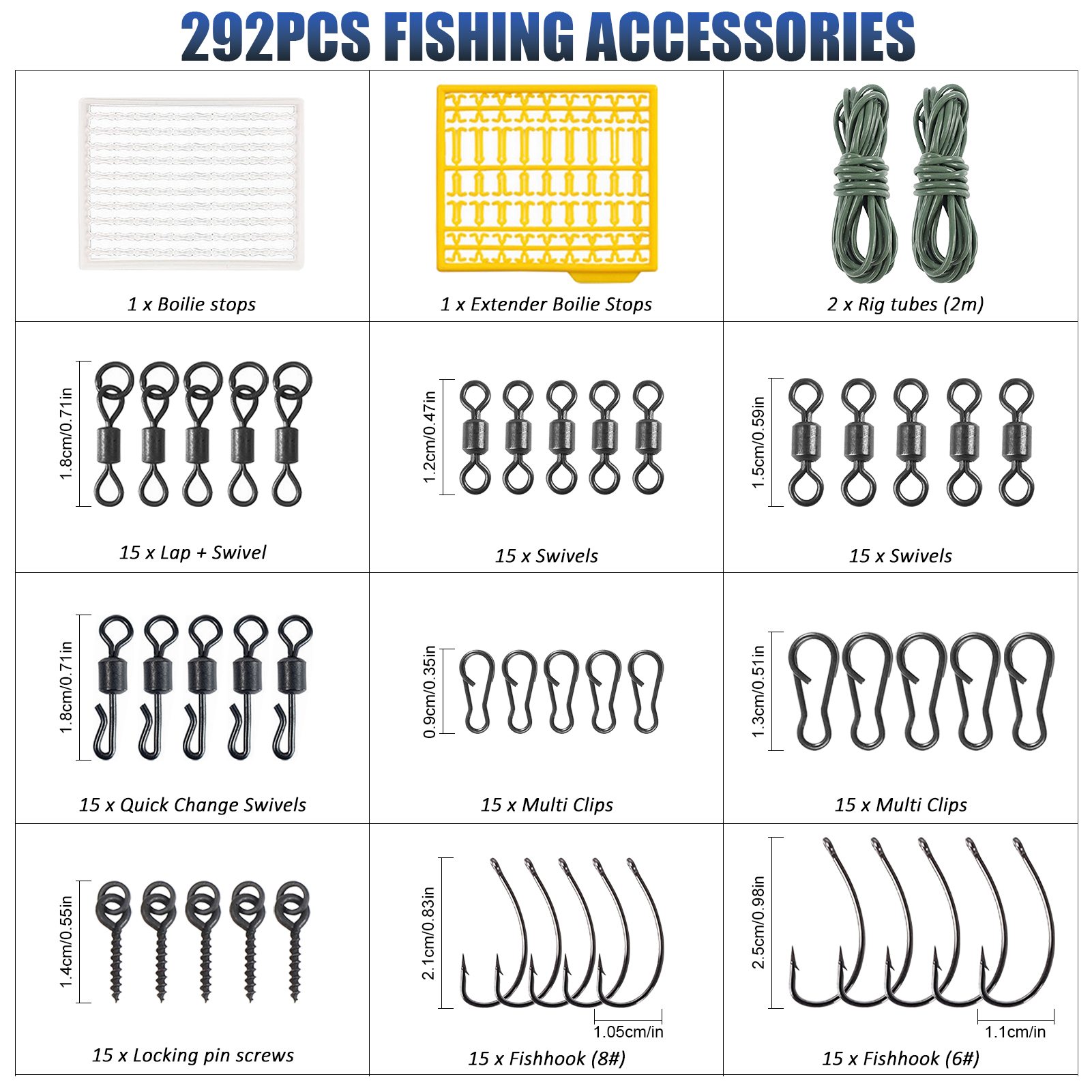 FREE FISHER 296pcs/Lot Carp Fishing Rod Reel Combo 2.1m Telescopic Pole 5.5:1 Spinning Reels Swivels Snaps Hooks Carp Fishing Tackle Bag