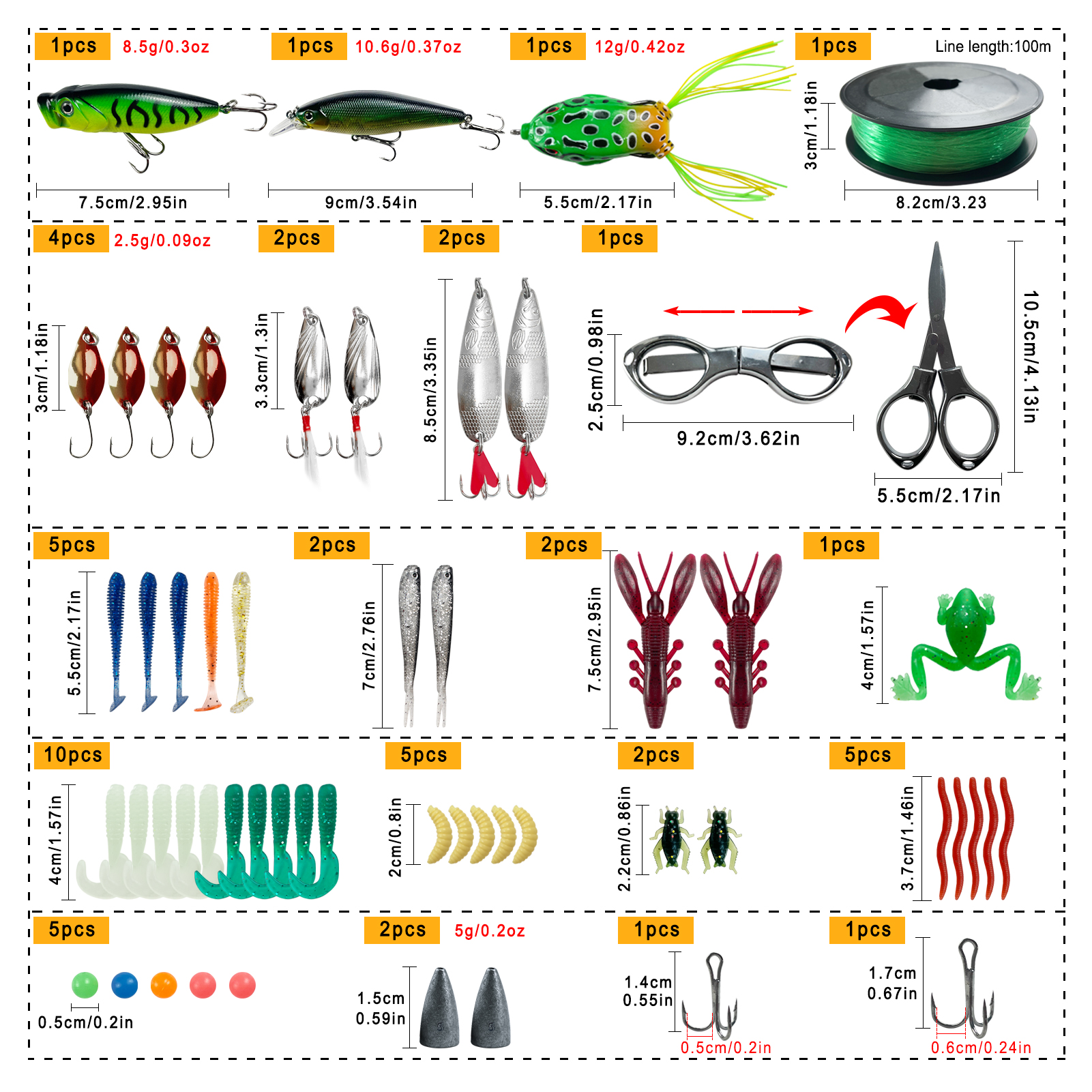 FREE FISHER 63pcs/Lot Fishing Tackle Kit Hooks Removers Pliers Grippers Lure Baits Accessories Set Fish Fishing Tools Gear Bag for Saltwater