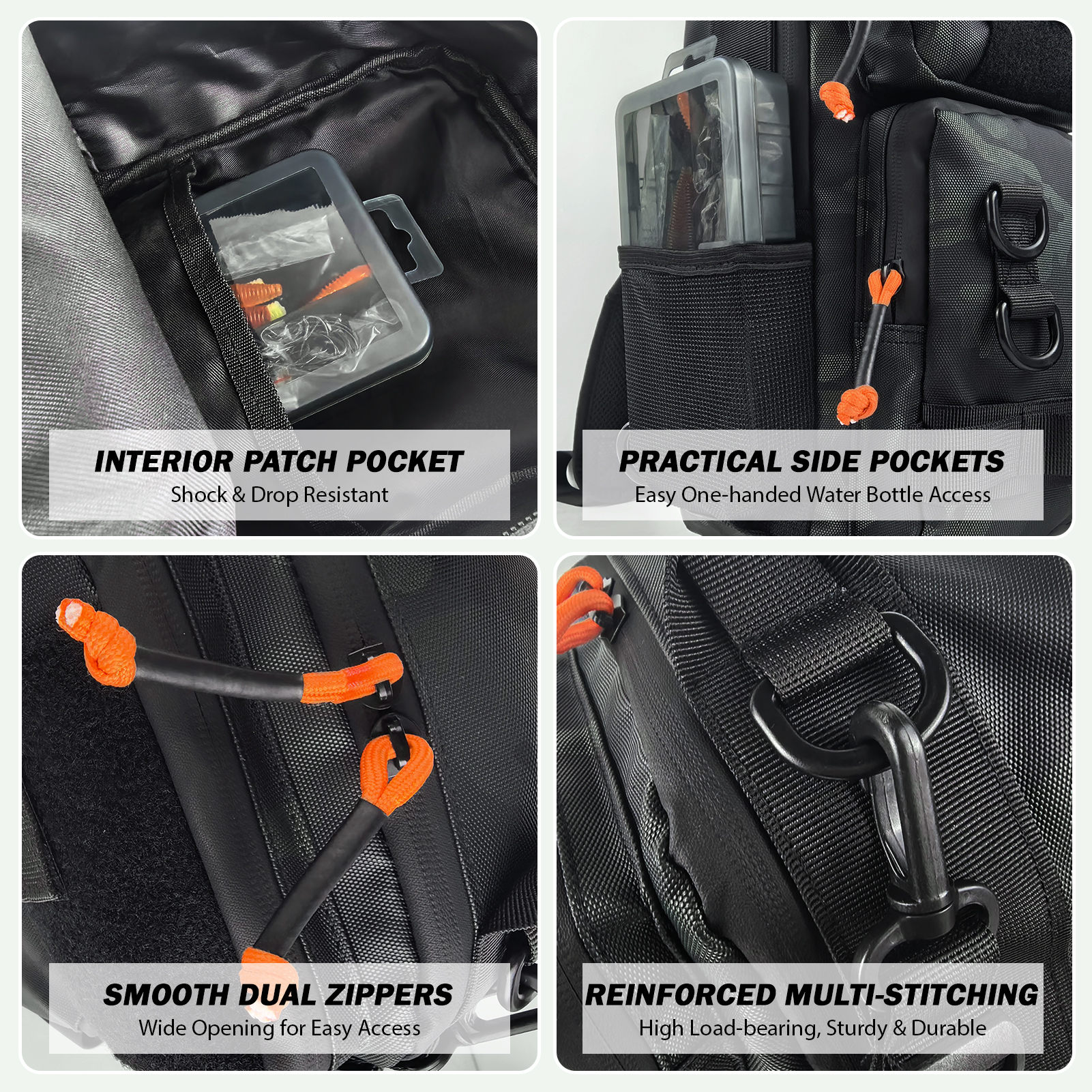 FREE FISHER Fishing Shoulder Bag,Multi-Pocket Backpack,Waterproof Outdoor Hiking Camping Storage Pack with Rod Holder Handbags