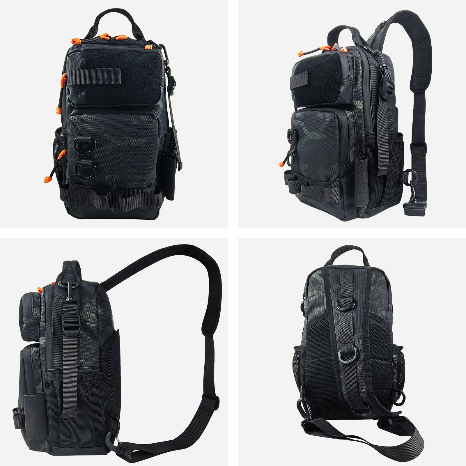 FREE FISHER Fishing Shoulder Bag,Multi-Pocket Backpack,Waterproof Outdoor Hiking Camping Storage Pack with Rod Holder Handbags