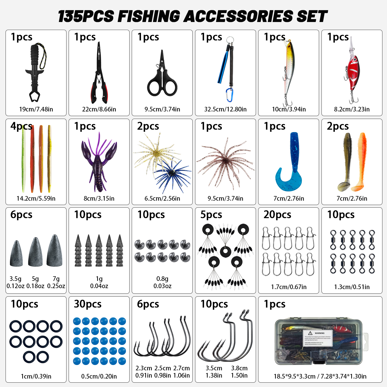 FREE FISHER 136pcs/Lot Fishing Tackle Kit with Multifunctional Backpack,Complete Lure Baits Set,Pliers Gripper Weights Accessory