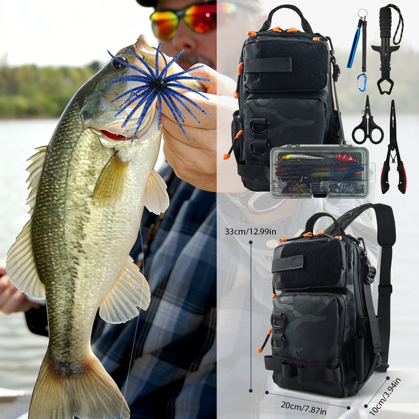 FREE FISHER 136pcs/Lot Fishing Tackle Kit with Multifunctional Backpack,Complete Lure Baits Set,Pliers Gripper Weights Accessory