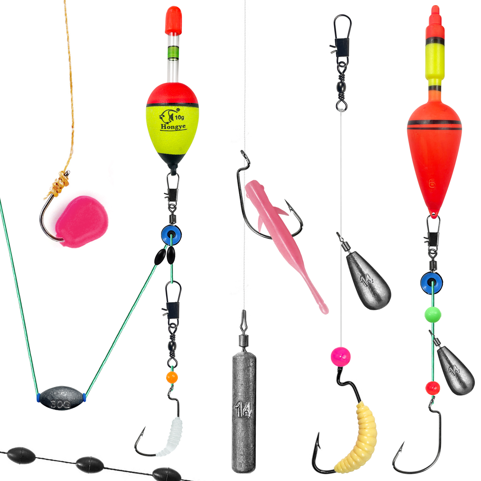 FREE FISHER 141pcs/Lot Baitcasting Reel Set,Rig Baits,Sinkers Swivels,Fishing Accessories Box,Floats PE Braid Line Soft Lures for Bass Perch