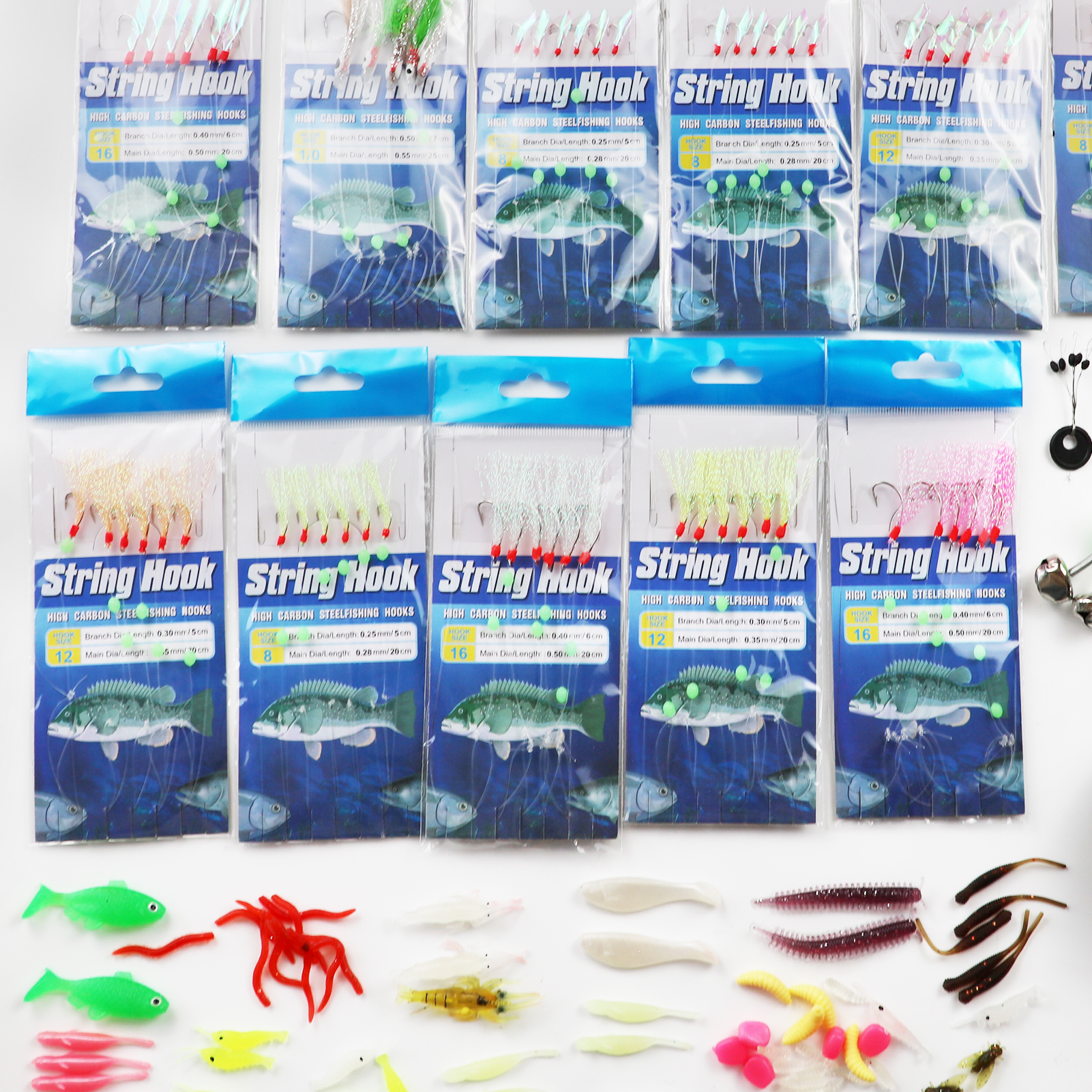 FREE FISHER 141pcs/Lot Baitcasting Reel Set,Rig Baits,Sinkers Swivels,Fishing Accessories Box,Floats PE Braid Line Soft Lures for Bass Perch