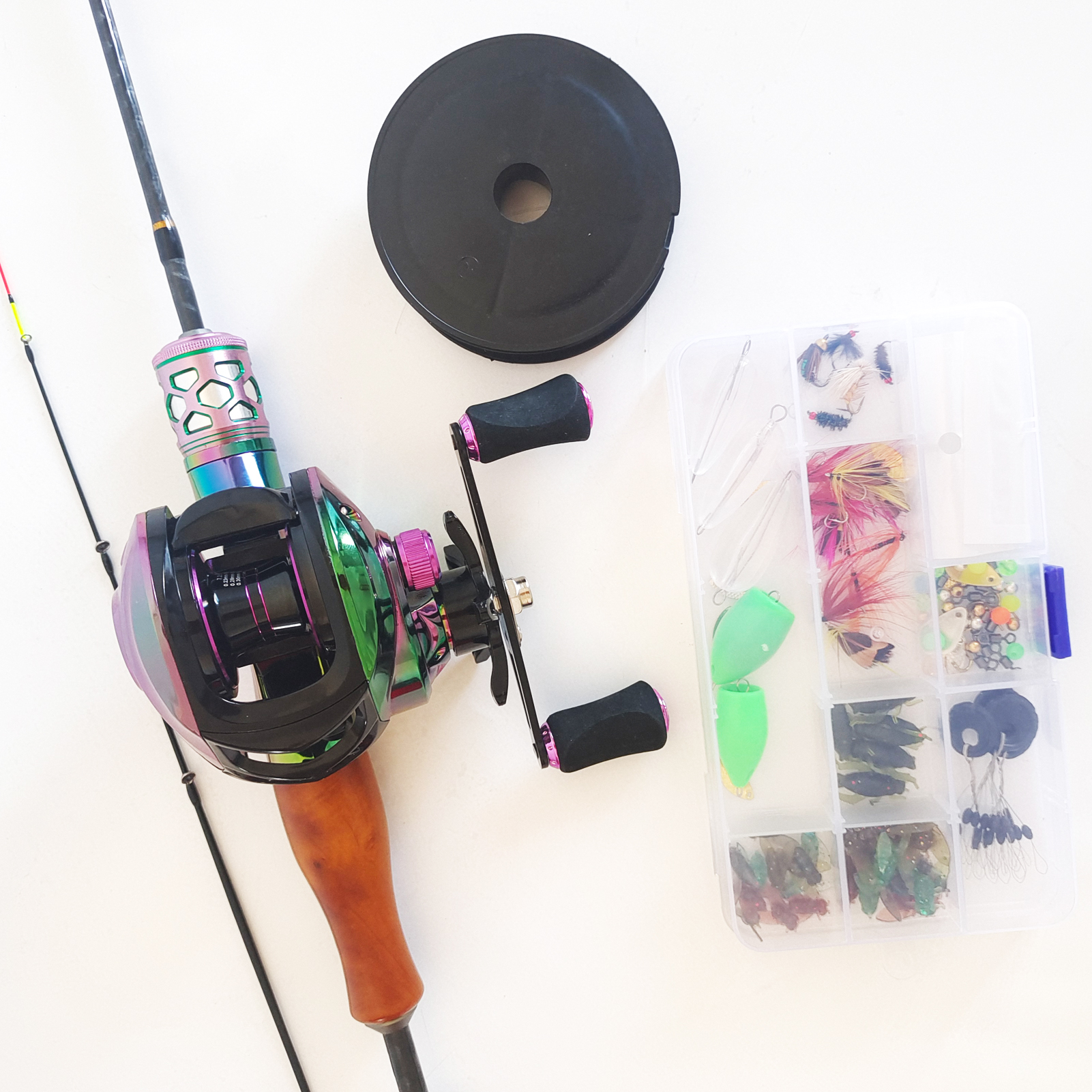 FREE FISHER 134pcs/Lot Fishing Rod Reel Combo,Ultralight 3-Section,Glass Fiber 1.13m Mini Travel Rod,Baitcasting Reel 7.2:1,Flies Lure,Fishing Gear Pack