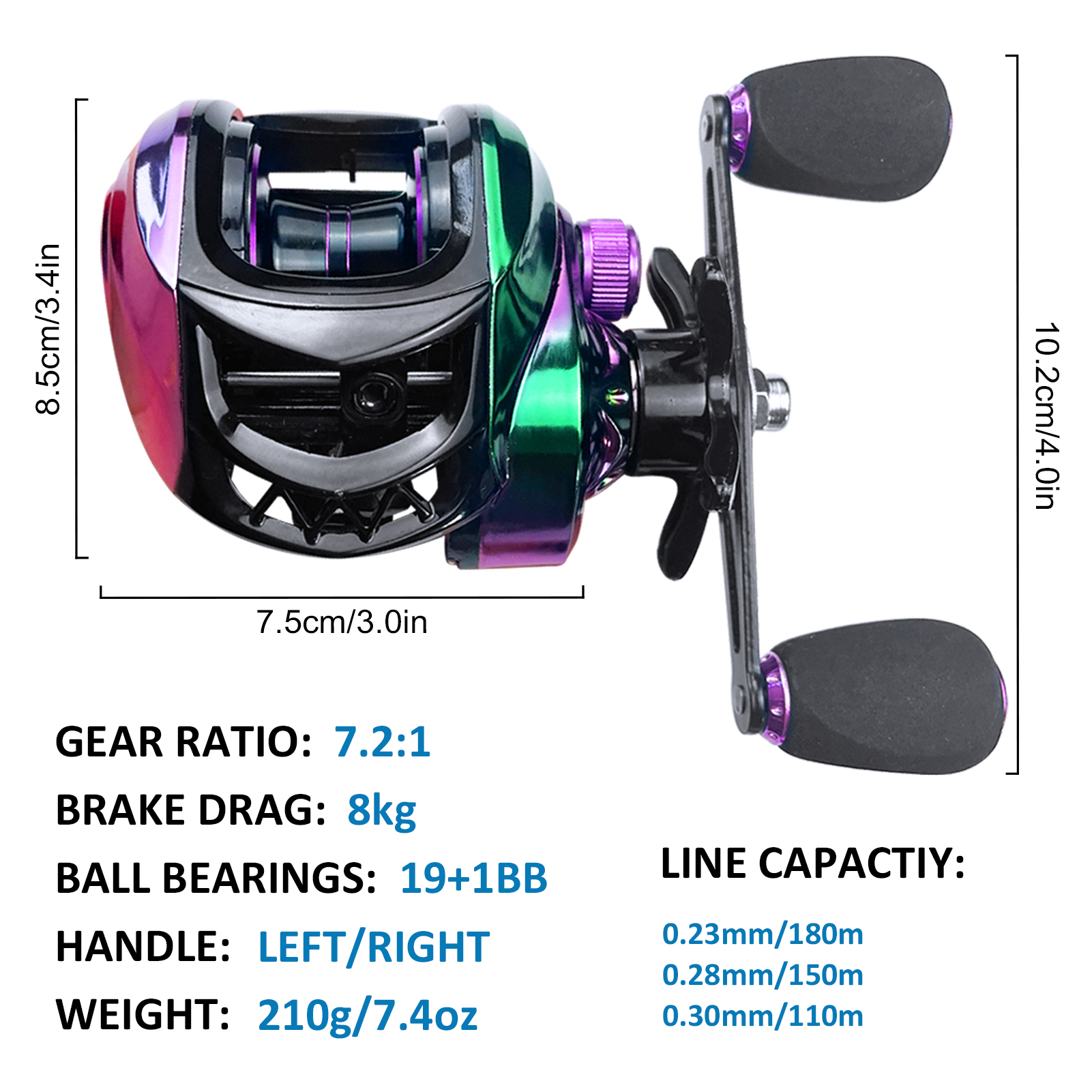 FREE FISHER Fishing Rod Reel Combo,7.2:1 Baitcasting Reel,Glass Fiber Ultralight 3-Section 1.13m Fishing Rod,Flies Baits + Fishing Gear Case