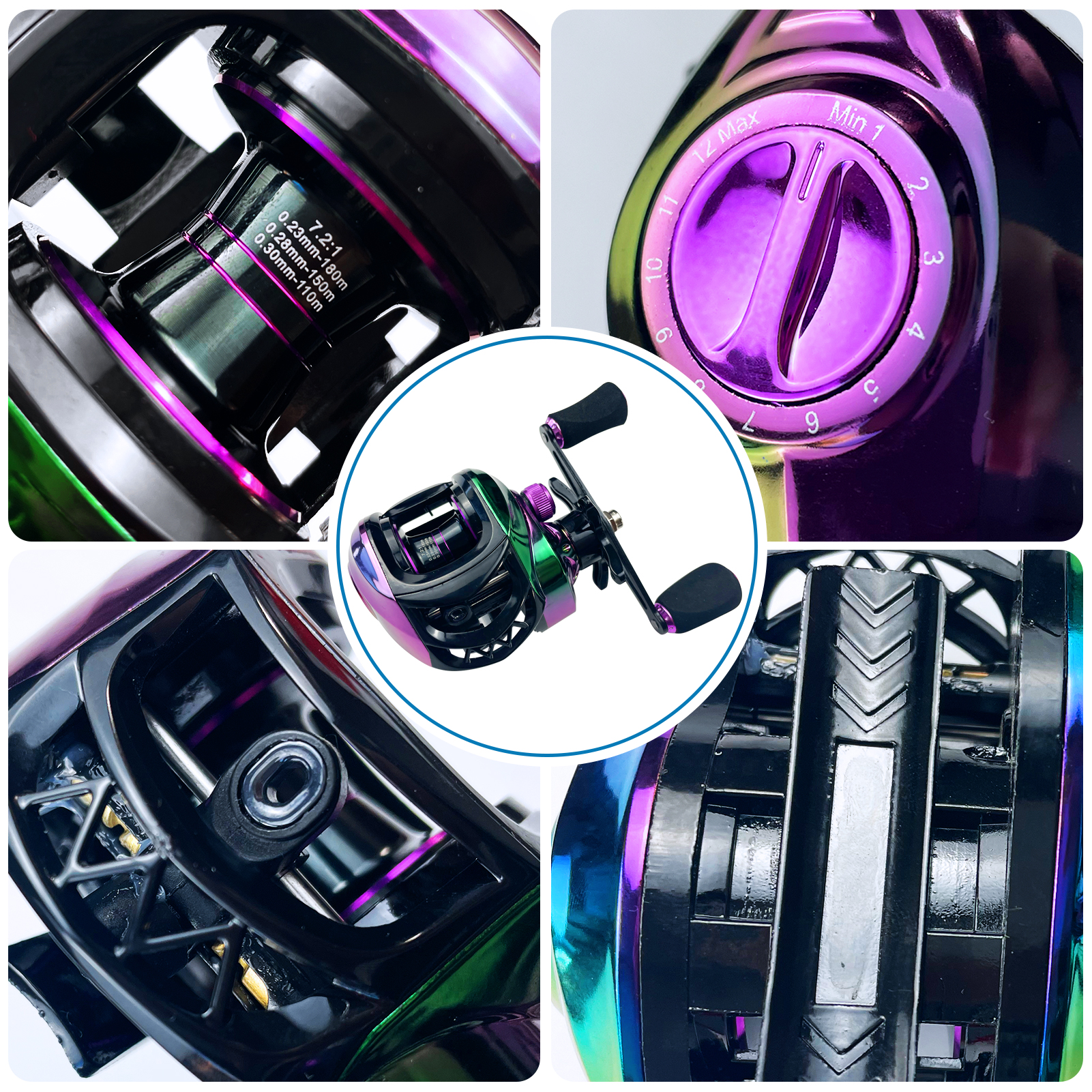 FREE FISHER Fishing Rod Reel Combo,7.2:1 Baitcasting Reel,Glass Fiber Ultralight 3-Section 1.13m Fishing Rod,Flies Baits + Fishing Gear Case