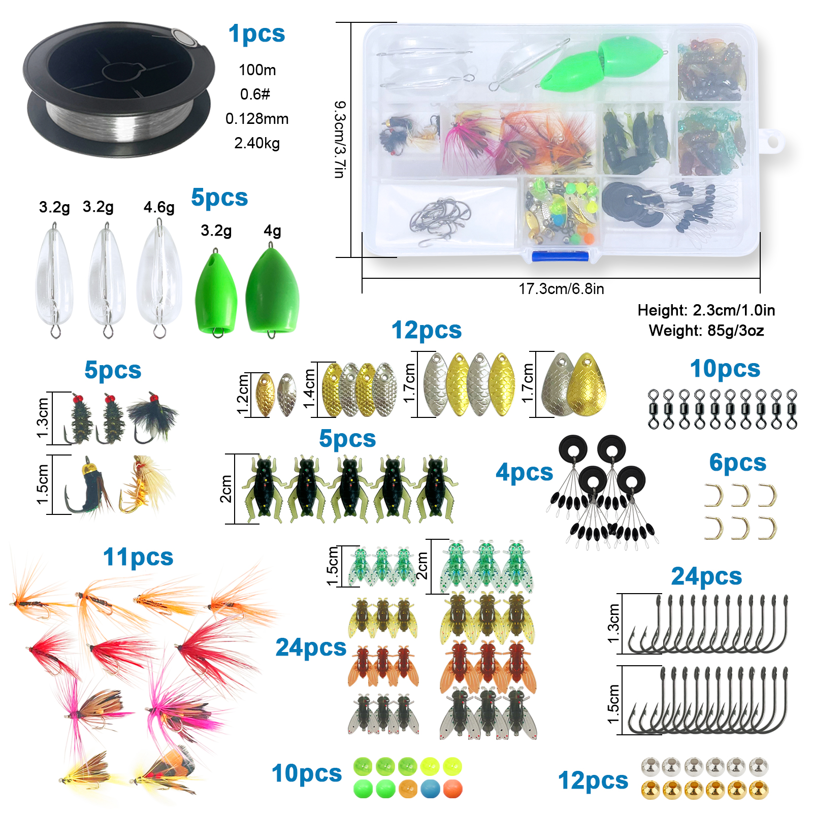 FREE FISHER Fishing Rod Reel Combo,7.2:1 Baitcasting Reel,Glass Fiber Ultralight 3-Section 1.13m Fishing Rod,Flies Baits + Fishing Gear Case