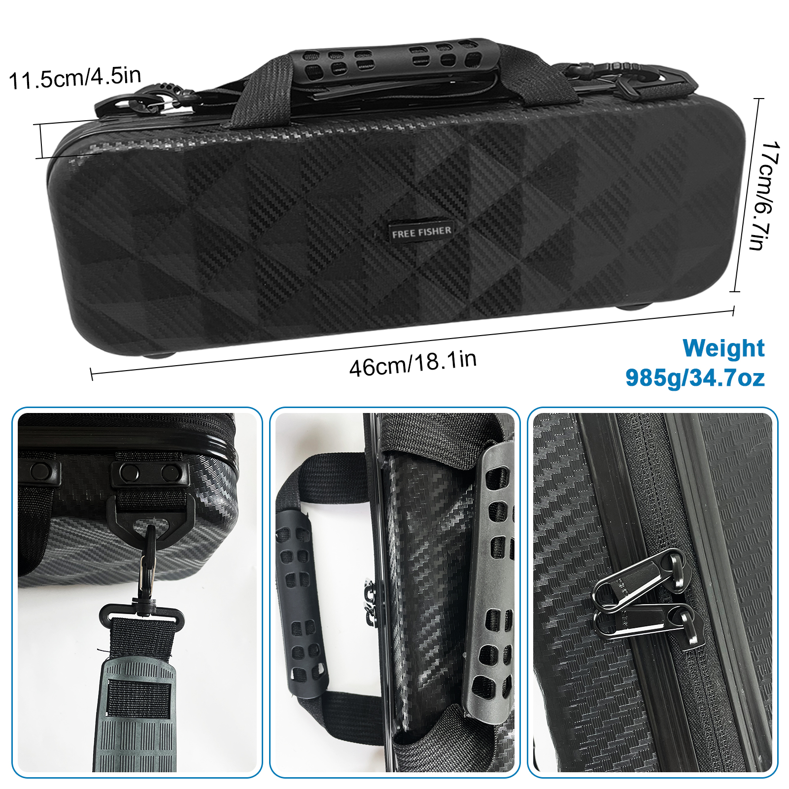 FREE FISHER Fishing Rod Reel Combo,7.2:1 Baitcasting Reel,Glass Fiber Ultralight 3-Section 1.13m Fishing Rod,Flies Baits + Fishing Gear Case