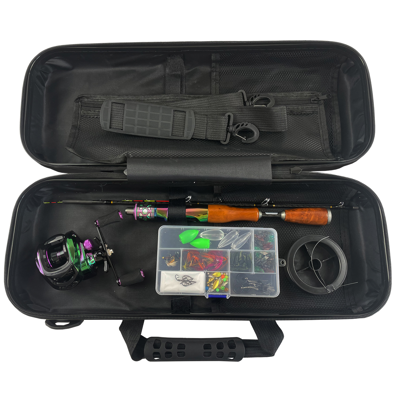 FREE FISHER 134pcs/Lot Fishing Rod Reel Combo,Ultralight 3-Section,Glass Fiber 1.13m Mini Travel Rod,Baitcasting Reel 7.2:1,Flies Lure,Fishing Gear Pack