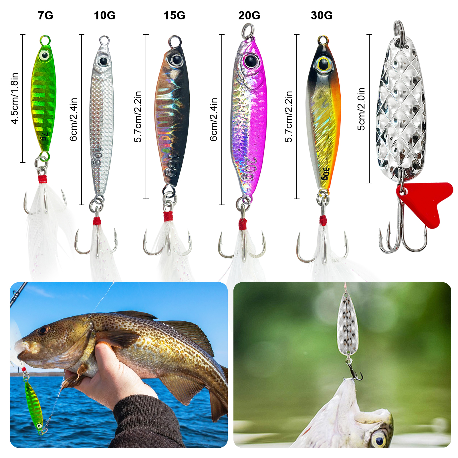 FREE FISHER Sea Fishing Metal Jig Lures,Sinking Metal Spoons Micro Jigging Bait,Mixed Vertical Artificial Lures,Deep Sea Casting Swimbaits