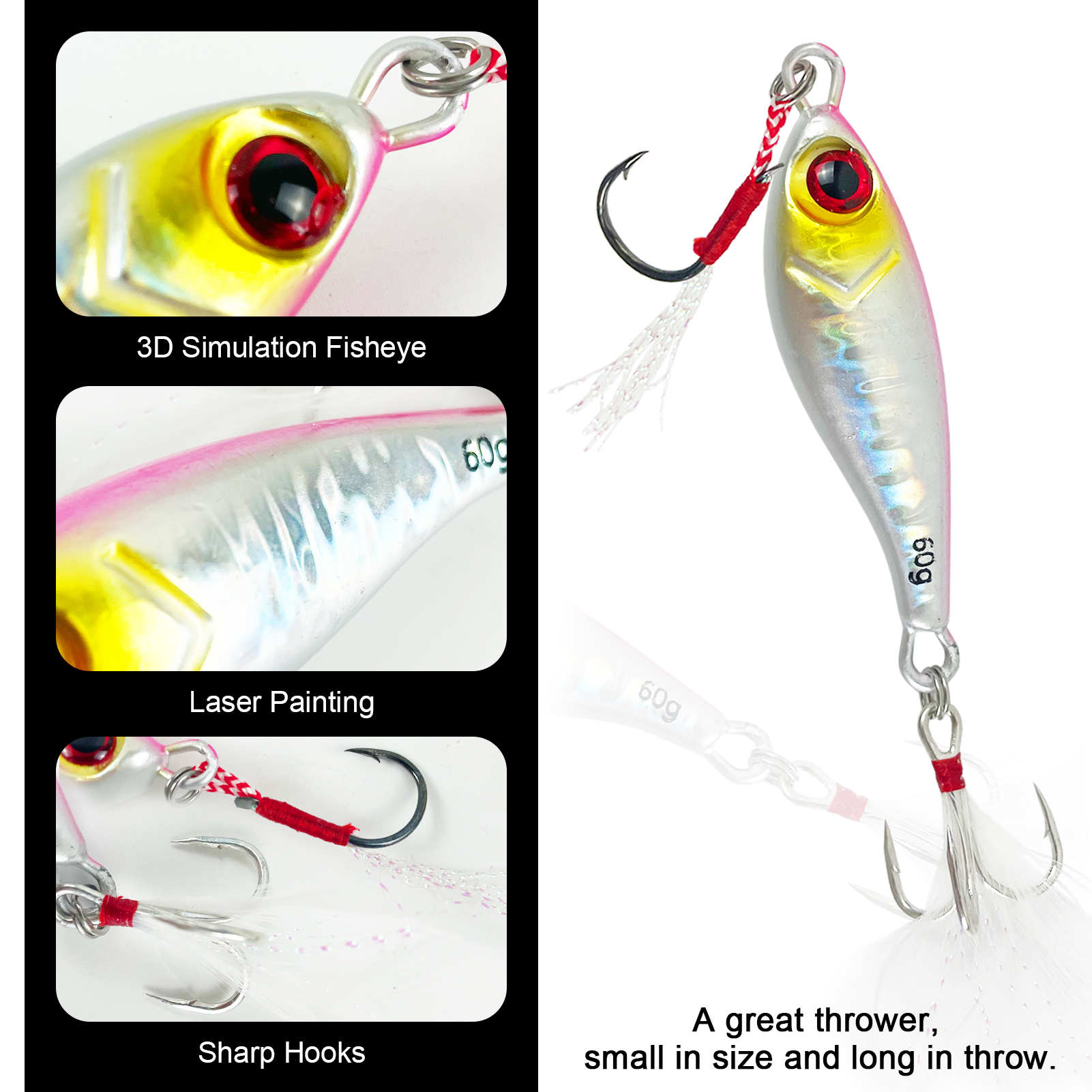 FREE FISHER Sea Fishing Metal Jig Lures,Sinking Metal Spoons Micro Jigging Bait,Mixed Vertical Artificial Lures,Deep Sea Casting Swimbaits
