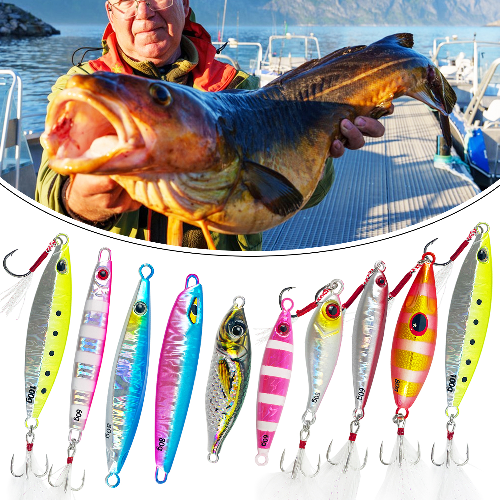 FREE FISHER Sea Fishing Metal Jig Lures,Sinking Metal Spoons Micro Jigging Bait,Mixed Vertical Artificial Lures,Deep Sea Casting Swimbaits