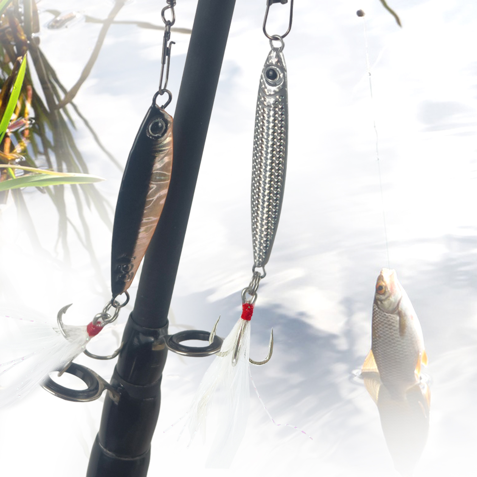 FREE FISHER Sea Fishing Sinking Lures Kit,7pcs Jig Baits Feather Treble Hook,7G/10G/15G/17G/20G Long Casting Saltwater Trolling VIB Artificial Bait