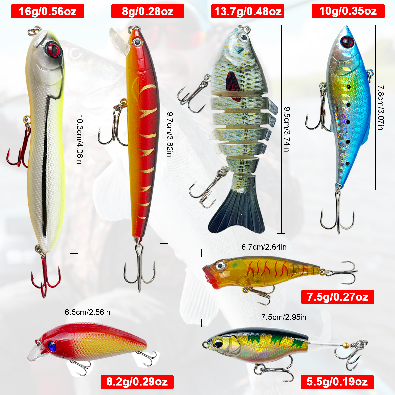 FREE FISHER Bass Fishing Kit,158pcs/Lot Fishing Lures Set with Box,Soft Worms Hard Baits,Mixed Swimbait,Sinkers Snap Accessories