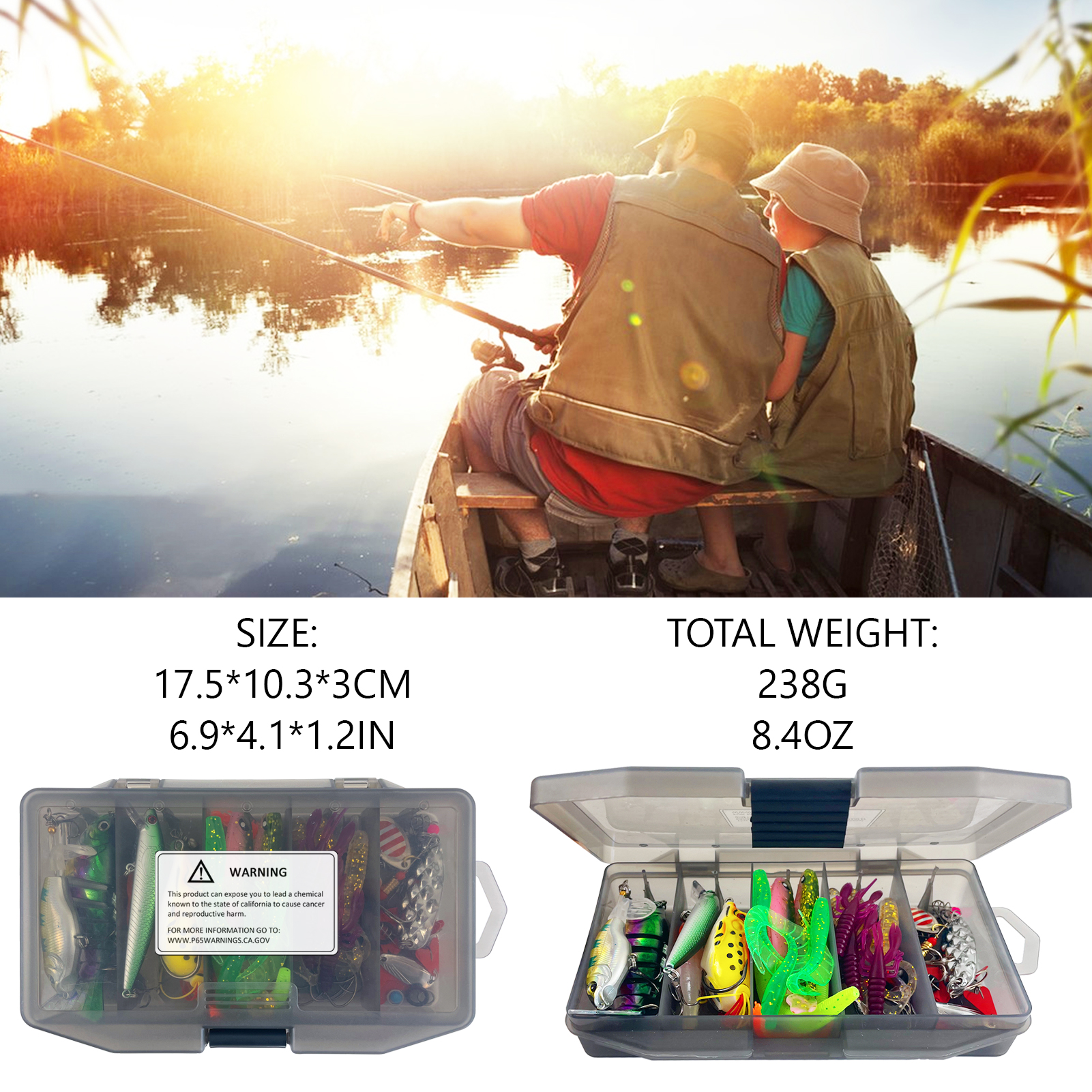 FREE FISHER Fishing Bass Set,Jerkbaits Hard Lures,Soft Worms Spinner Spoon Baits,Fishing Weights Hooks,Accessories Tackle Box(Pack of 77)