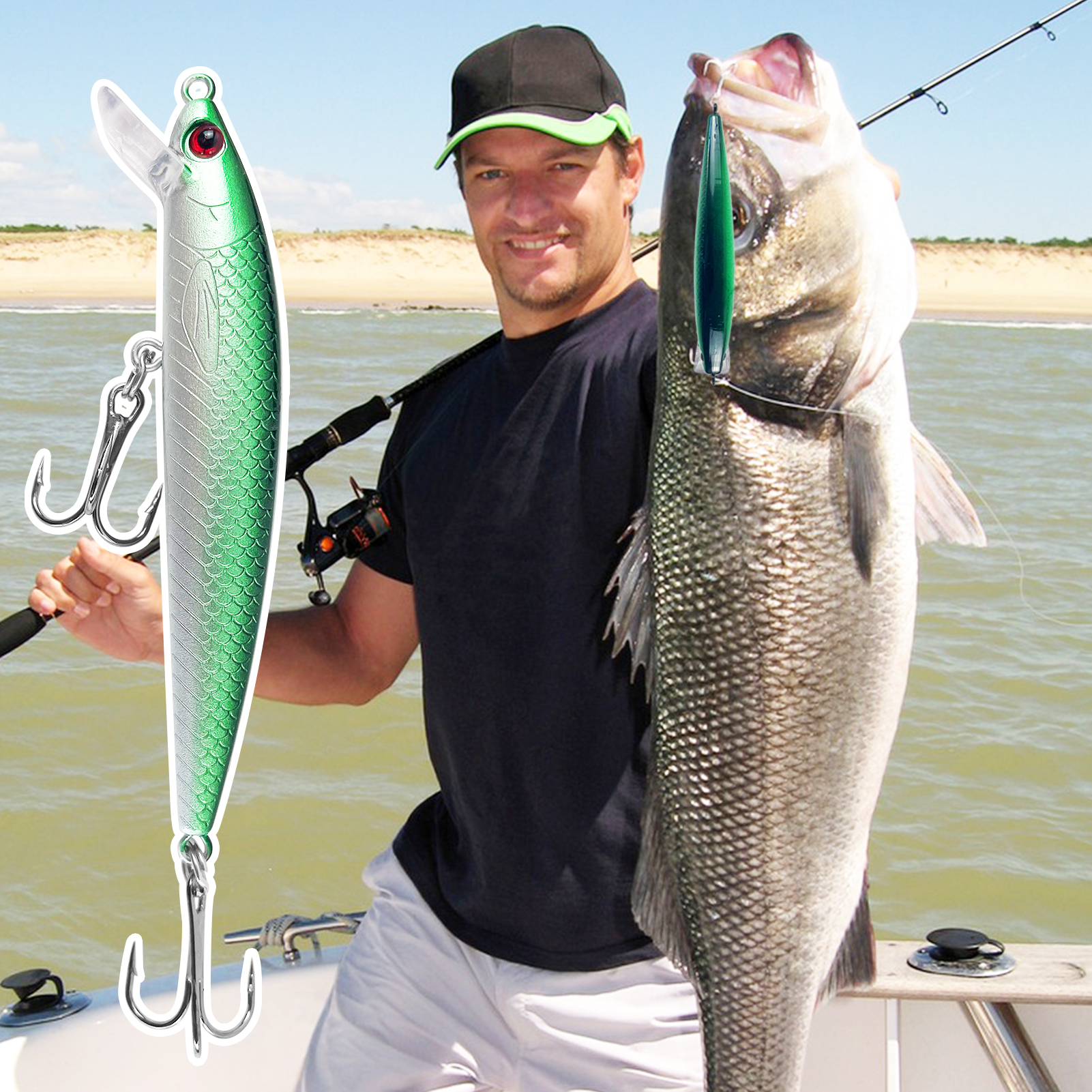 FREE FISHER Fishing Bass Set,Jerkbaits Hard Lures,Soft Worms Spinner Spoon Baits,Fishing Weights Hooks,Accessories Tackle Box(Pack of 77)