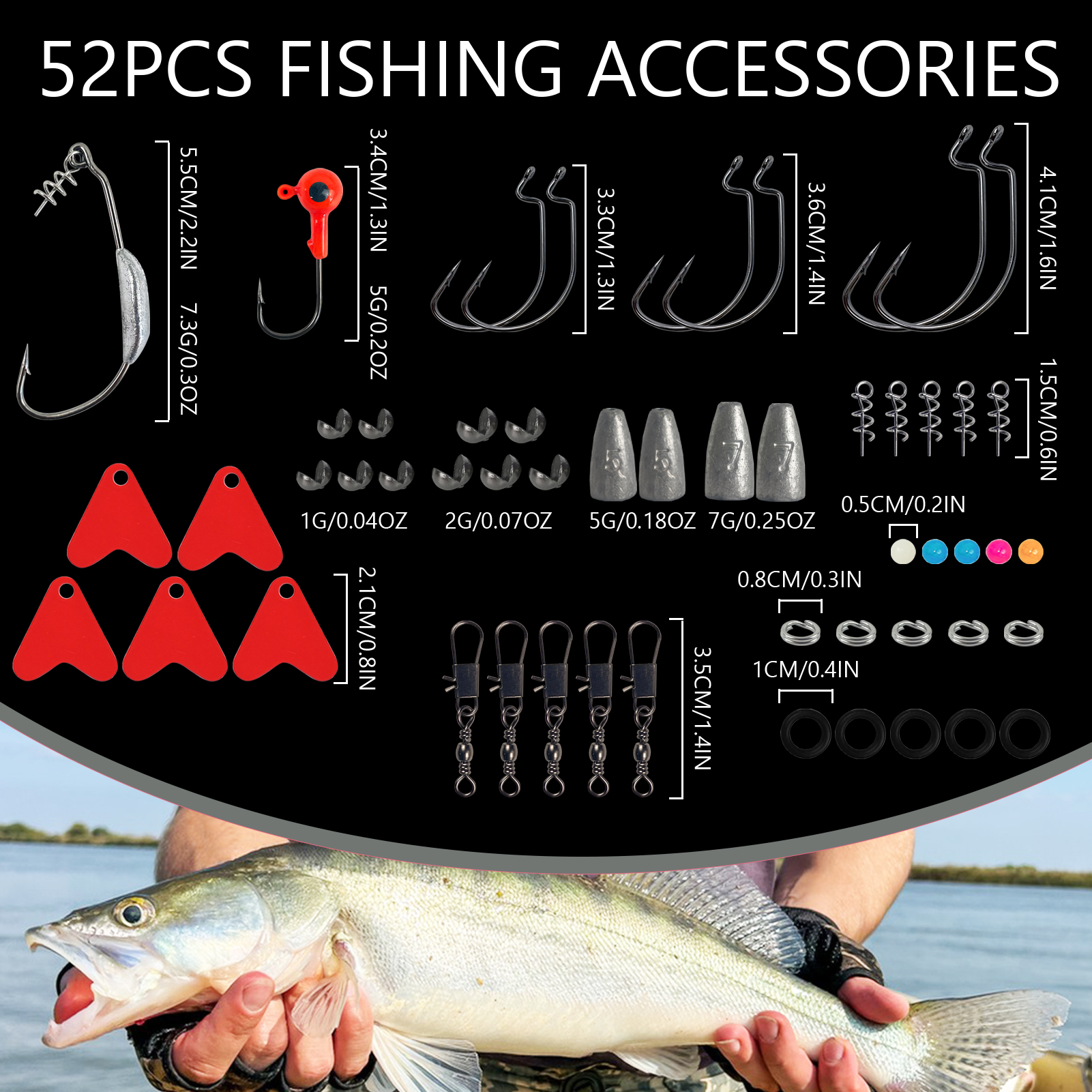 FREE FISHER 82pcs/Box Bass Fishing Lures Kit,Jerkbaits Sea Urchin Bait,Soft Worms Spinner Spoon Lure,Fishing Weights Accessories
