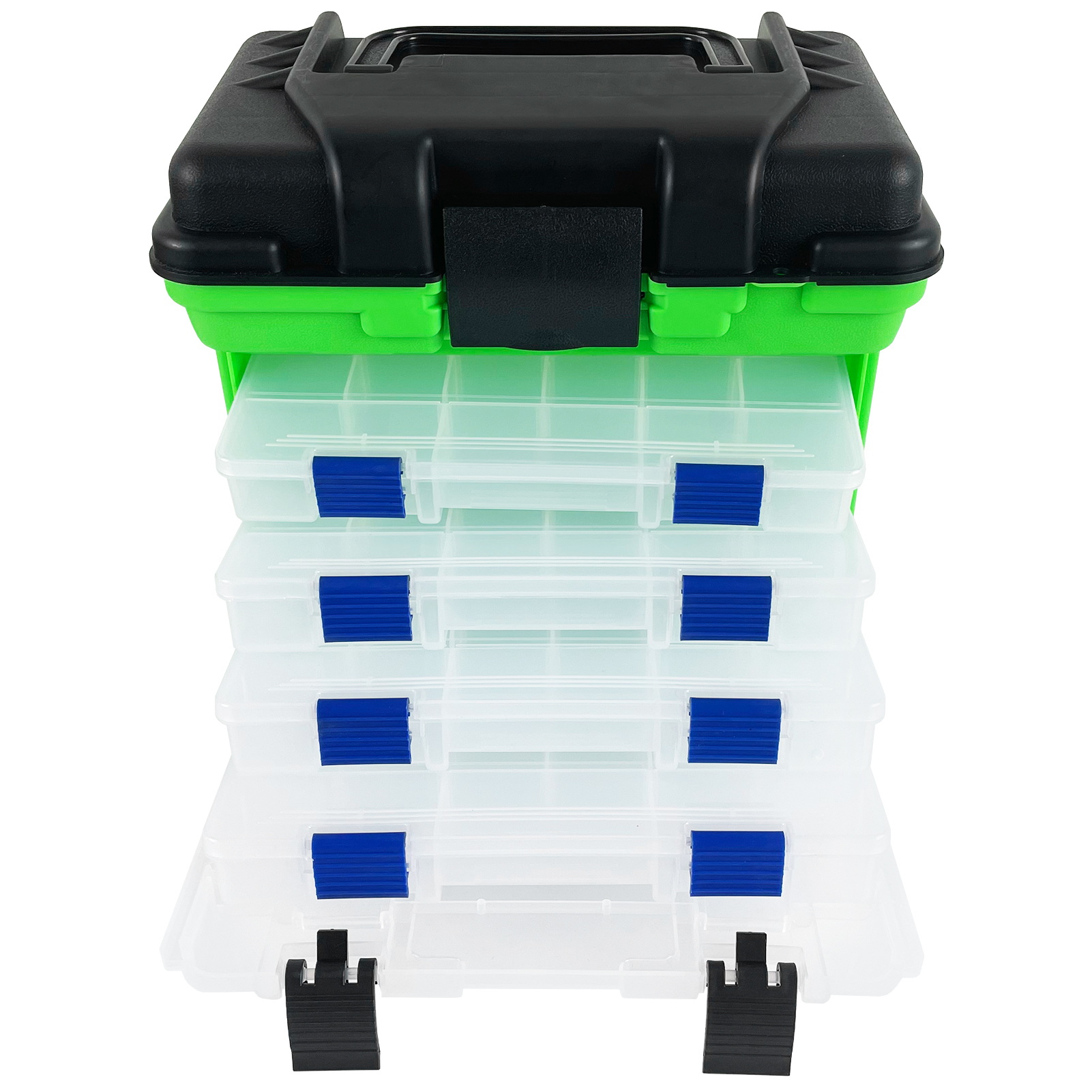 FREE FISHER Sea Fishing Tackle Box,4-Layer Portable Multipurpose ABS Fishing Gear Case,Large-Capacity Storage Tool Box with Removable-Drawer