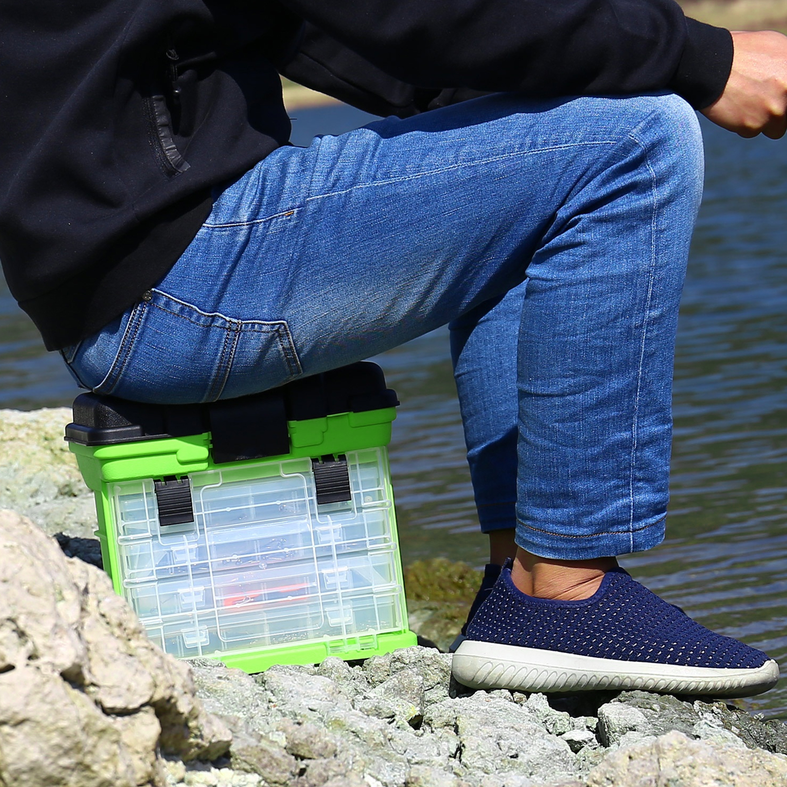 FREE FISHER Sea Fishing Tackle Box,4-Layer Portable Multipurpose ABS Fishing Gear Case,Large-Capacity Storage Tool Box with Removable-Drawer