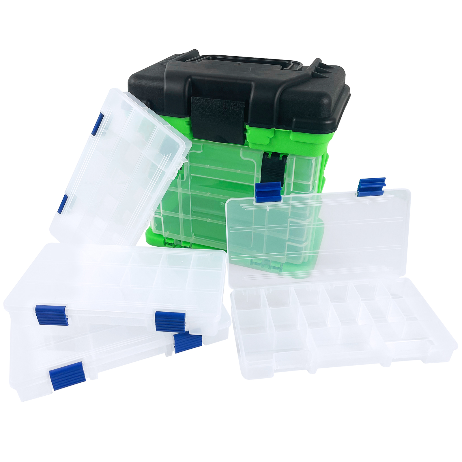 FREE FISHER Sea Fishing Tackle Box,4-Layer Portable Multipurpose ABS Fishing Gear Case,Large-Capacity Storage Tool Box with Removable-Drawer