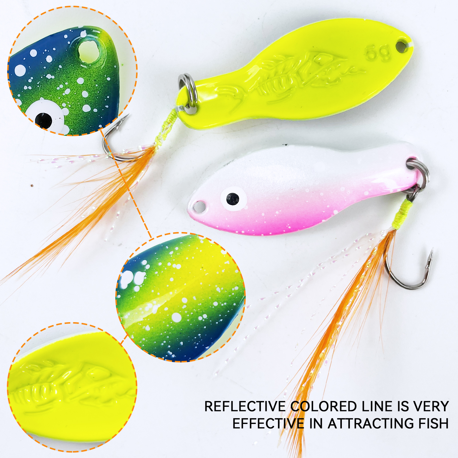 FREE FISHER 26pcs/Box Fishing Spinnerbaits Kit,Metal Spoon Lures,Feather Hooks Spinners,Mixed Sequins Baits for Bass/Pike/Trout