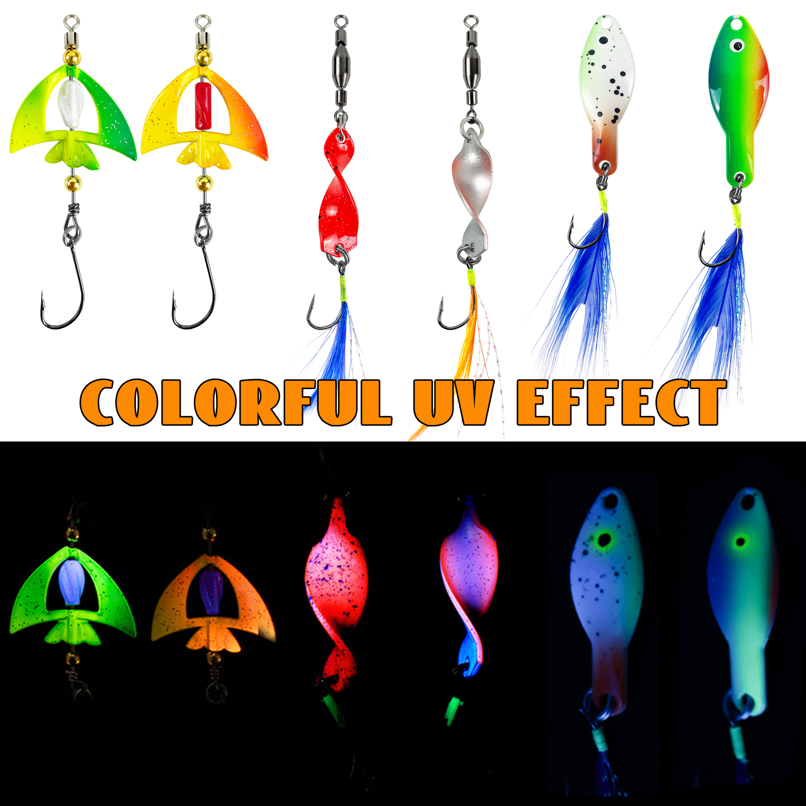 FREE FISHER 26pcs/Box Fishing Spinnerbaits Kit,Metal Spoon Lures,Feather Hooks Spinners,Mixed Sequins Baits for Bass/Pike/Trout