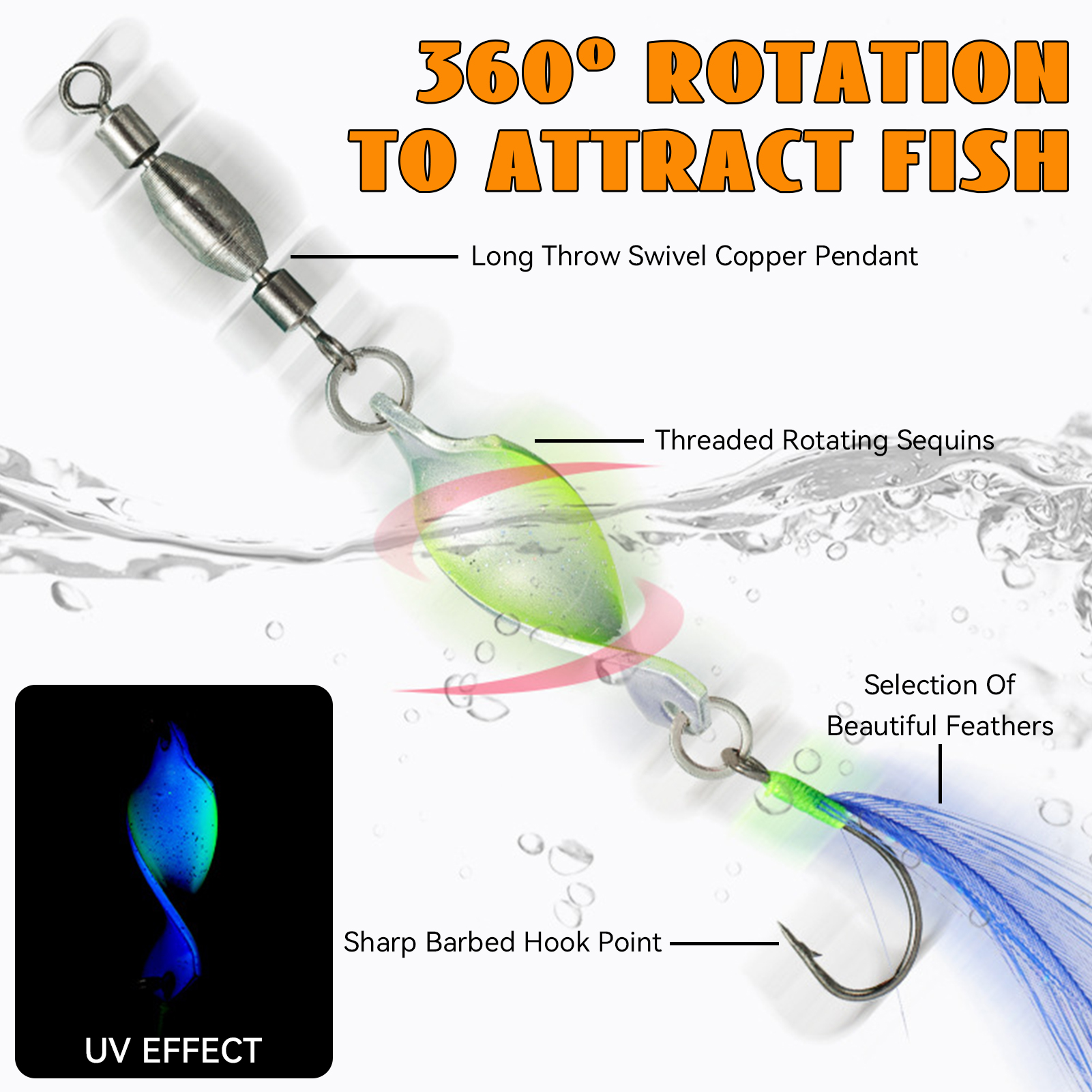 FREE FISHER 26pcs/Box Fishing Spinnerbaits Kit,Metal Spoon Lures,Feather Hooks Spinners,Mixed Sequins Baits for Bass/Pike/Trout