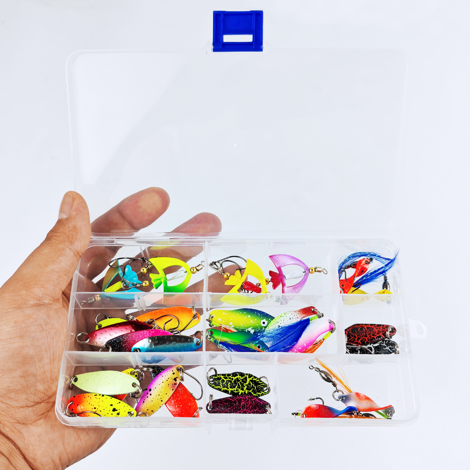 FREE FISHER 26pcs/Box Fishing Spinnerbaits Kit,Metal Spoon Lures,Feather Hooks Spinners,Mixed Sequins Baits for Bass/Pike/Trout