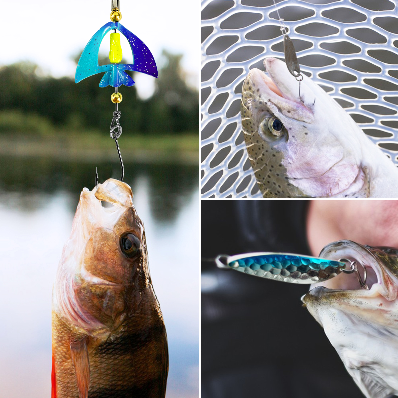 FREE FISHER 26pcs/Box Fishing Spinnerbaits Kit,Metal Spoon Lures,Feather Hooks Spinners,Mixed Sequins Baits for Bass/Pike/Trout