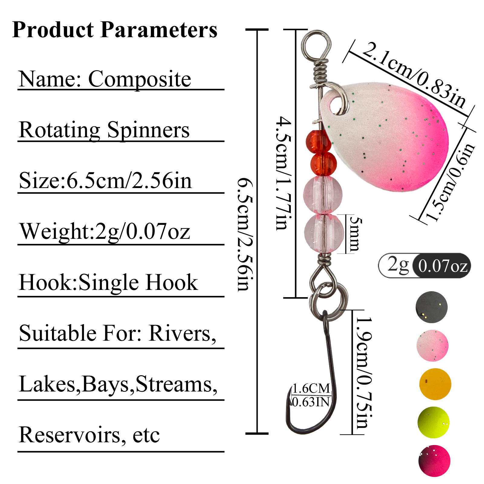 FREE FISHER Trout Spinnerbaits Kit,10pcs Fishing Metal Spoon Lures,6.5cm/2.56in 2/0.07oz Colorful Spinners,Mixed Sequins Baits for Bass/Pike