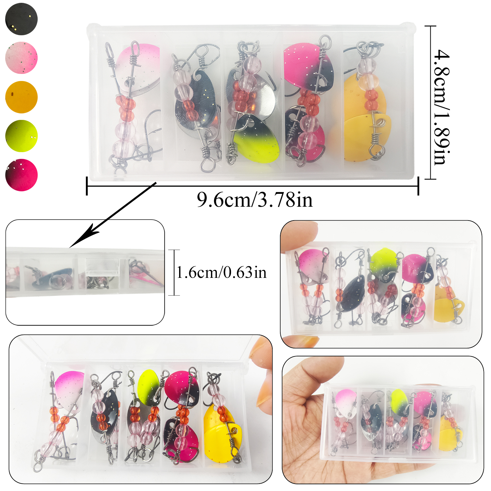 FREE FISHER Trout Spinnerbaits Kit,10pcs Fishing Metal Spoon Lures,6.5cm/2.56in 2/0.07oz Colorful Spinners,Mixed Sequins Baits for Bass/Pike