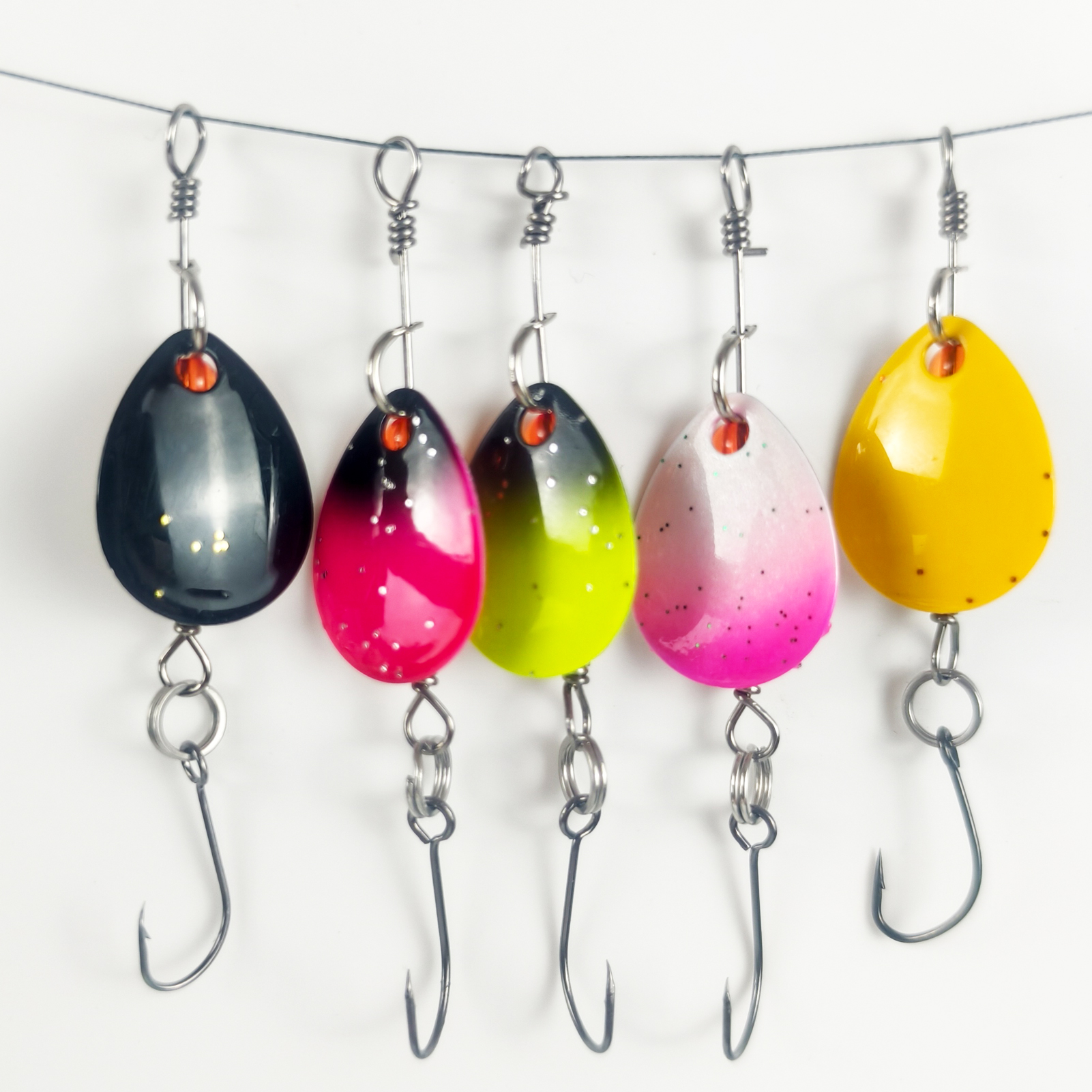 FREE FISHER Trout Spinnerbaits Kit,10pcs Fishing Metal Spoon Lures,6.5cm/2.56in 2/0.07oz Colorful Spinners,Mixed Sequins Baits for Bass/Pike