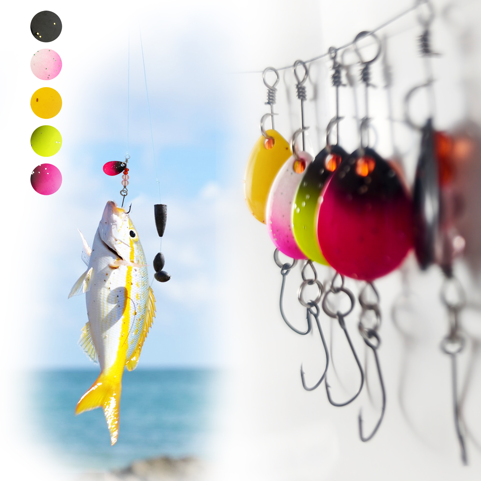 FREE FISHER Trout Spinnerbaits Kit,10pcs Fishing Metal Spoon Lures,6.5cm/2.56in 2/0.07oz Colorful Spinners,Mixed Sequins Baits for Bass/Pike