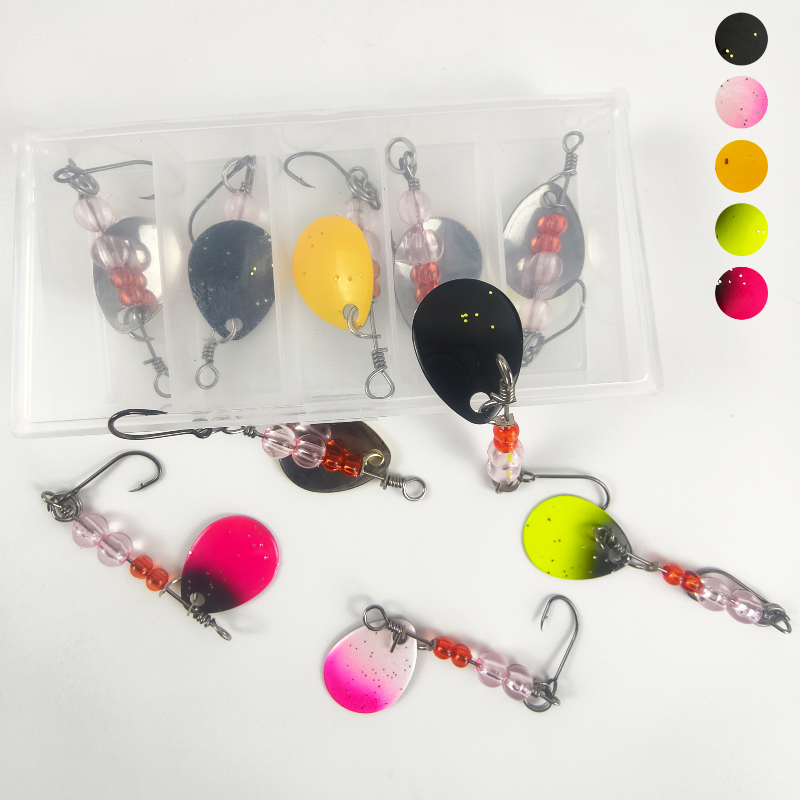 FREE FISHER Trout Spinnerbaits Kit,10pcs Fishing Metal Spoon Lures,6.5cm/2.56in 2/0.07oz Colorful Spinners,Mixed Sequins Baits for Bass/Pike