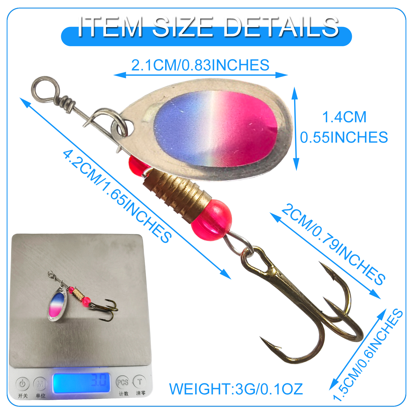 FREE FISHER 16pcs/Pack Fishing Spinnerbaits,3g Metal Composite Spoon Lures,EVA Storage Case,Trout Bass Pike Sequin Spinner Baits