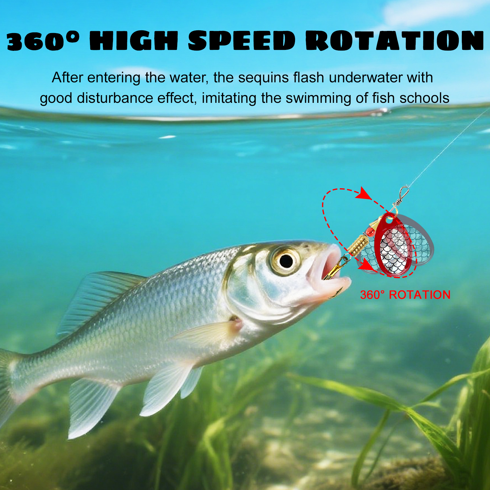 FREE FISHER Spinner Baits Kit with Box,10pcs Roation Composite Sequins,3.2-6.8g Mixed Fishing Spinnerbaits for Perch/Trout/Bass