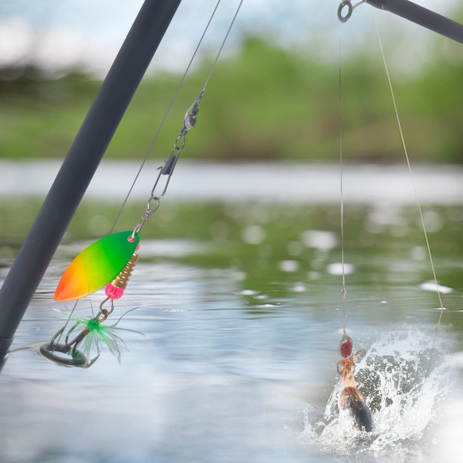 FREE FISHER 16pcs/Pack Fishing Spinnerbaits,3g Metal Composite Spoon Lures,EVA Storage Case,Trout Bass Pike Sequin Spinner Baits