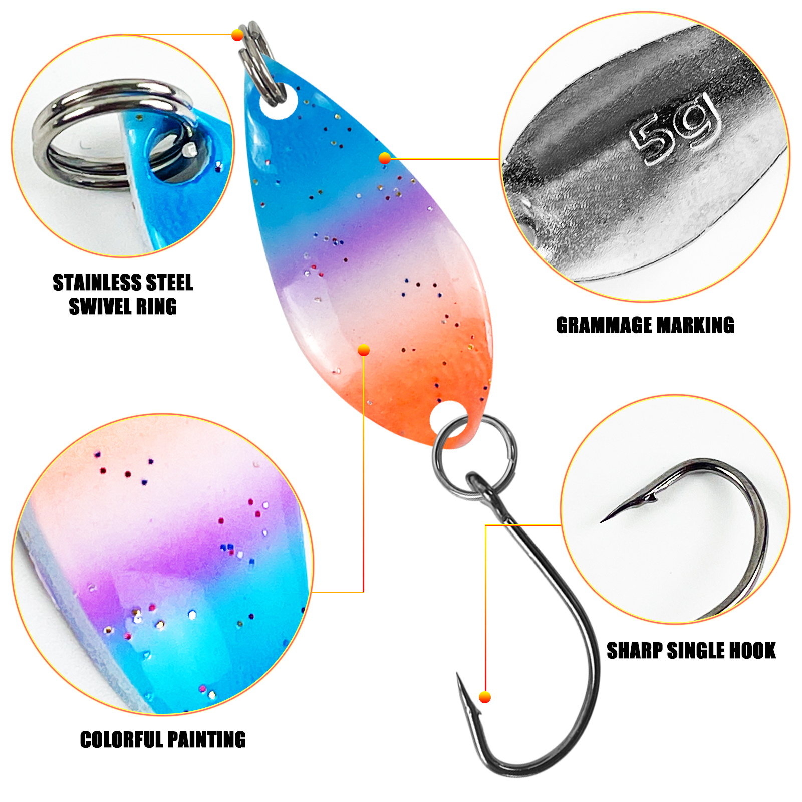 FREE FISHER 43pcs/Lot Fishing Spoon Lures with Box,Mixed Metal Spoon Spinner Trout Bait,Wobbler Casting Jigging Perch Bass Fishing Tackle