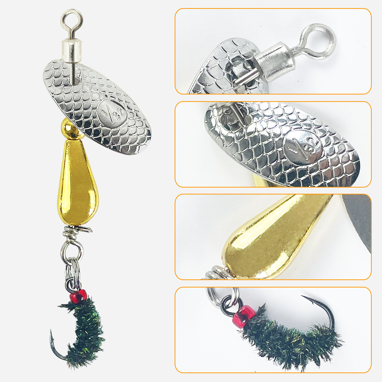 FREE FISHER 5pcs/Box Fly Fishing Trout Lures,5.5CM 2.5G Freshwater Spinner Lures,Sequins Flies Spinnerbaits for Bass Salmon Pike