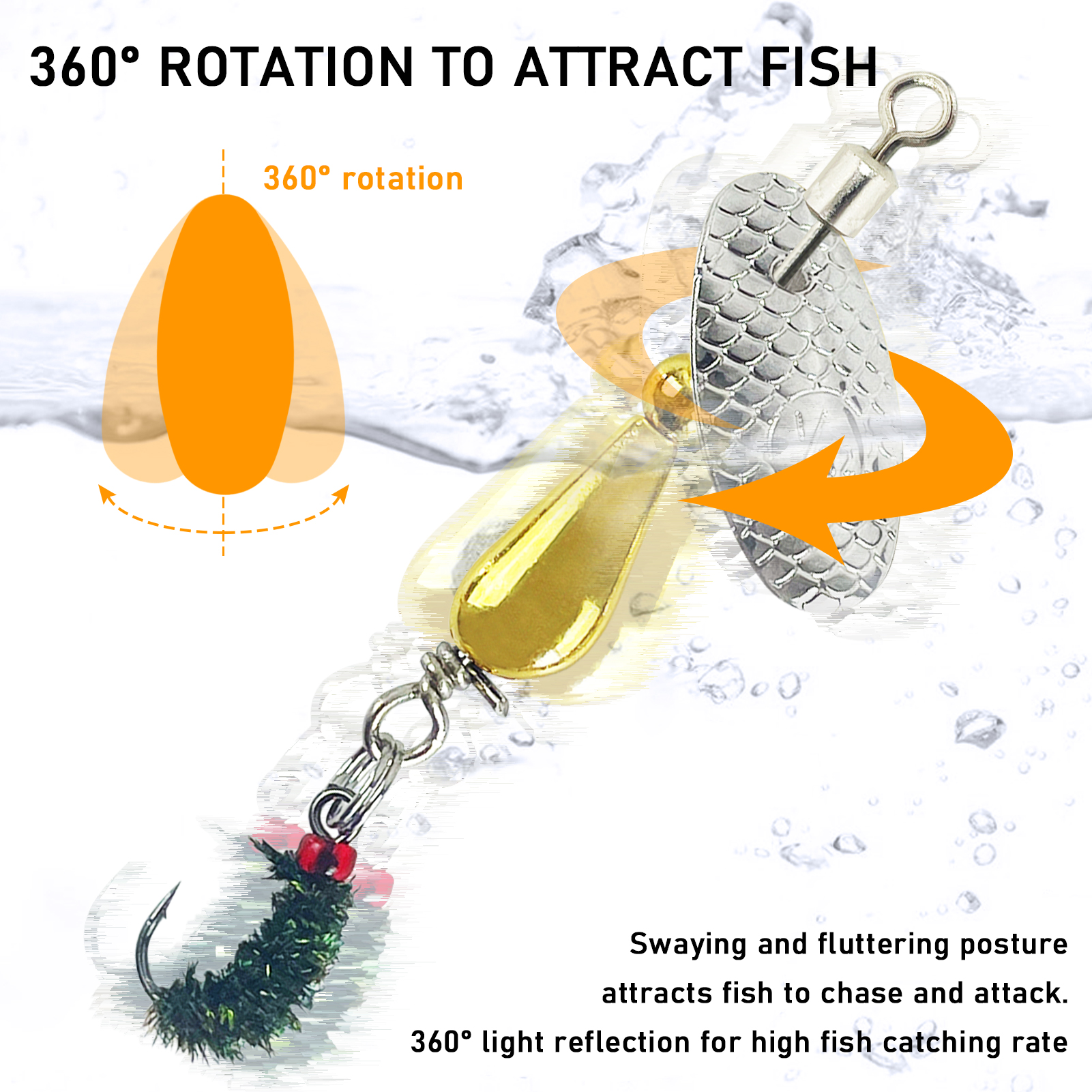 FREE FISHER 5pcs/Box Fly Fishing Trout Lures,5.5CM 2.5G Freshwater Spinner Lures,Sequins Flies Spinnerbaits for Bass Salmon Pike