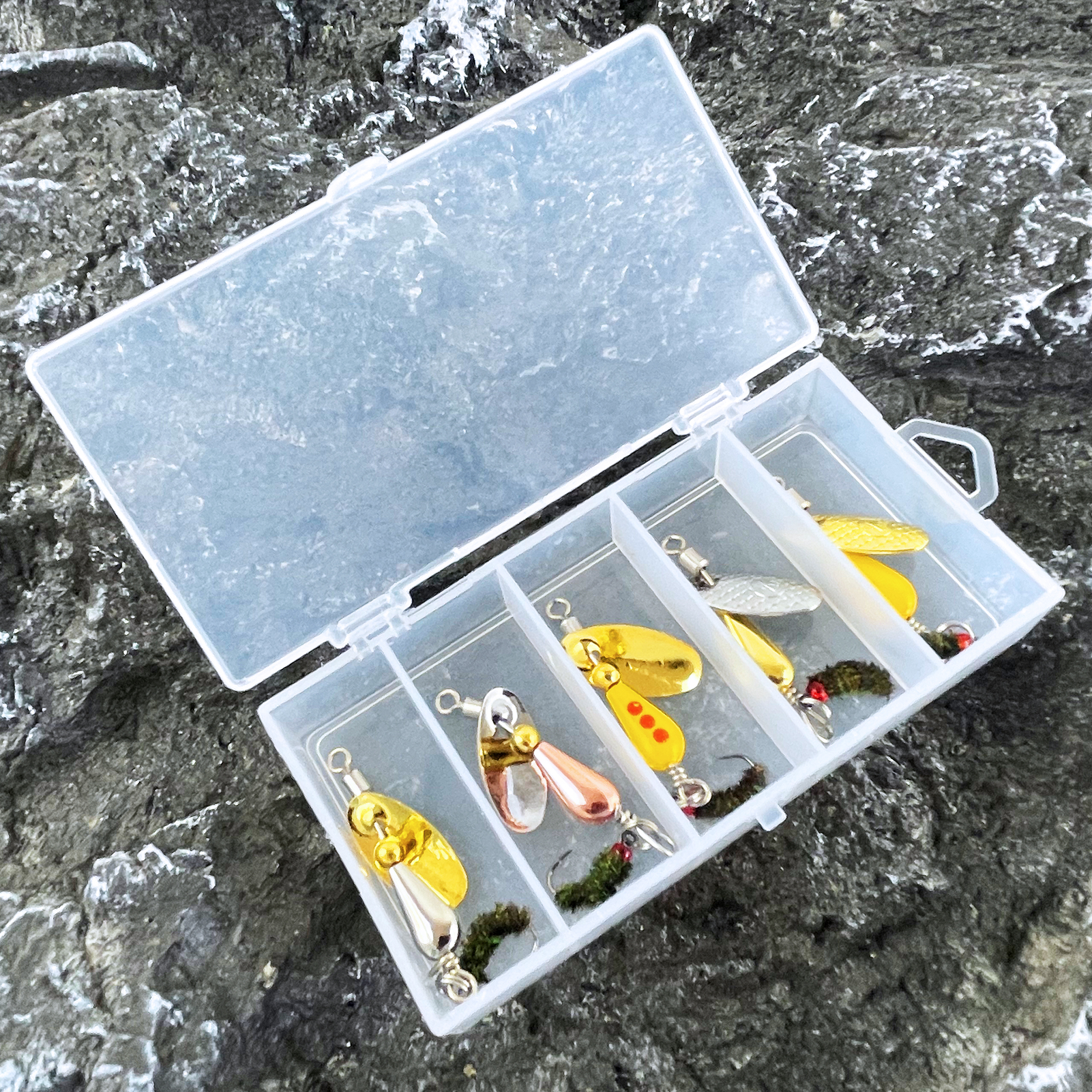 FREE FISHER 5pcs/Box Fly Fishing Trout Lures,5.5CM 2.5G Freshwater Spinner Lures,Sequins Flies Spinnerbaits for Bass Salmon Pike