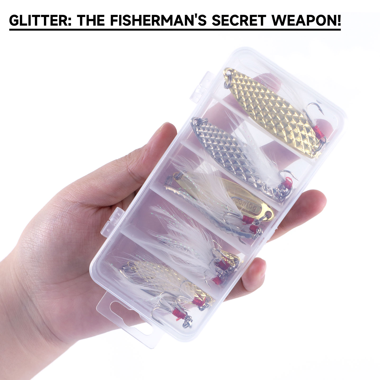 FREE FISHER Fishing Artificial VIB Lures,Spoons Metal Jigs Bait,5-20g MIxed Size Fish Lures with Treble Hook for Trout Pike Bass(Pack of 10)