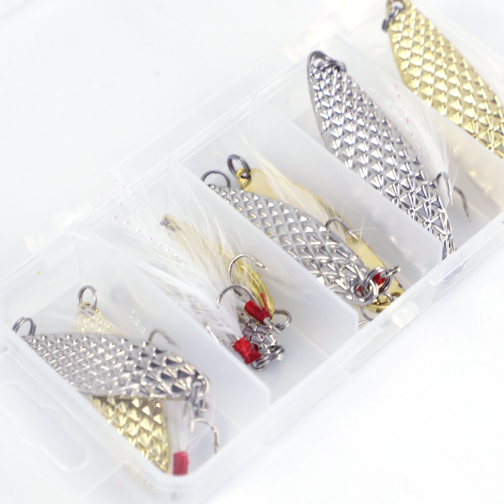 FREE FISHER Fishing Artificial VIB Lures,Spoons Metal Jigs Bait,5-20g MIxed Size Fish Lures with Treble Hook for Trout Pike Bass(Pack of 10)