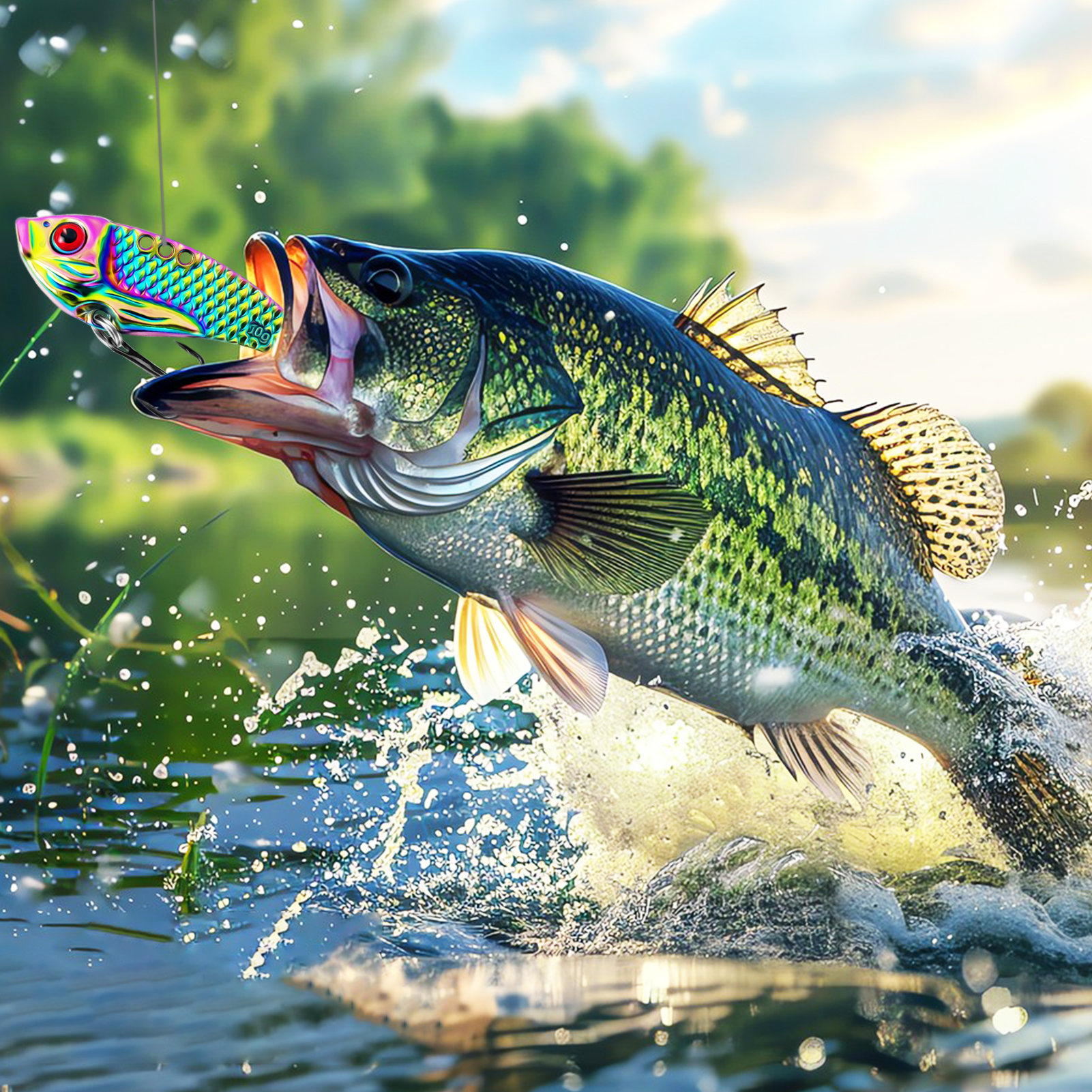 FREE FISHER Fishing VIB Lures Kit,Mixed Size 5-20g Colorful Metal Spoon Bait,Artificial Vibration Bait,Long Casting Swimbaits(Pack of 5)