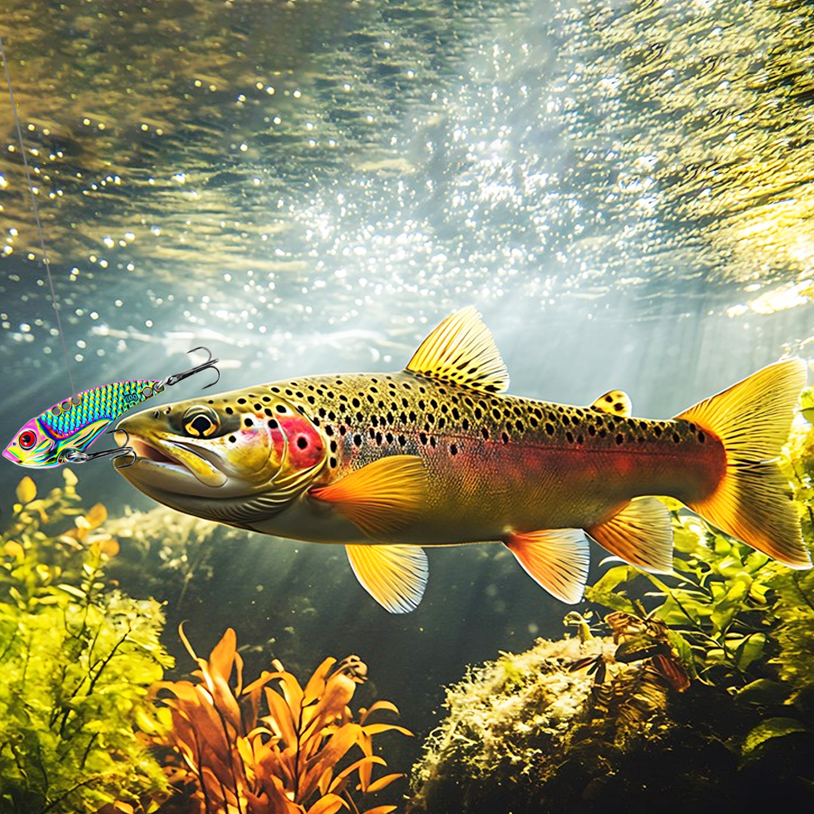 FREE FISHER Fishing VIB Lures Kit,Mixed Size 5-20g Colorful Metal Spoon Bait,Artificial Vibration Bait,Long Casting Swimbaits(Pack of 5)