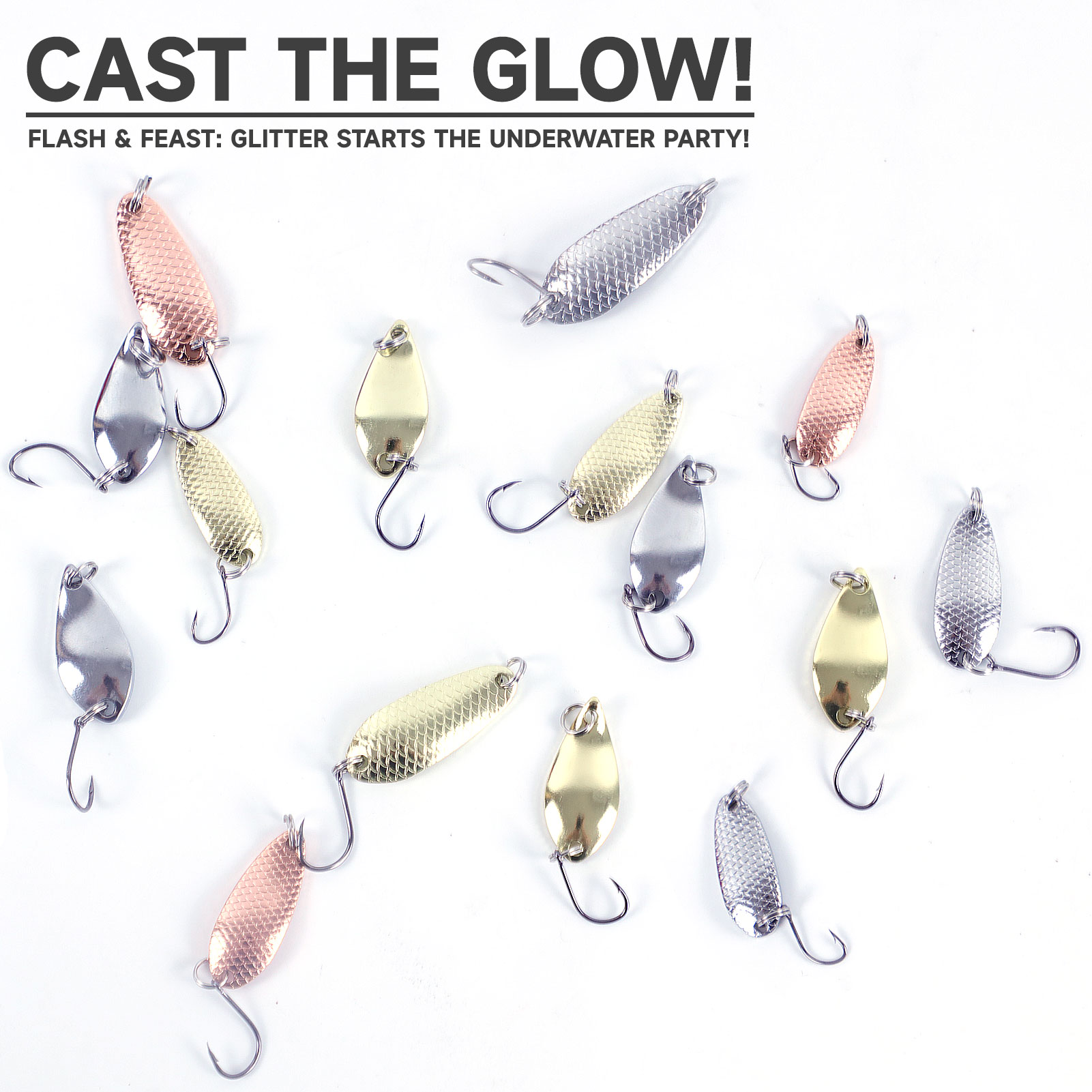 FREE FISHER Trout Fishing Spoon Lures,2.5g 3.5g 5g Mixed Metal Spinnerbaits Single Hook,Casting Spoon Hard Baits for Bass Perch(Pack of 15)