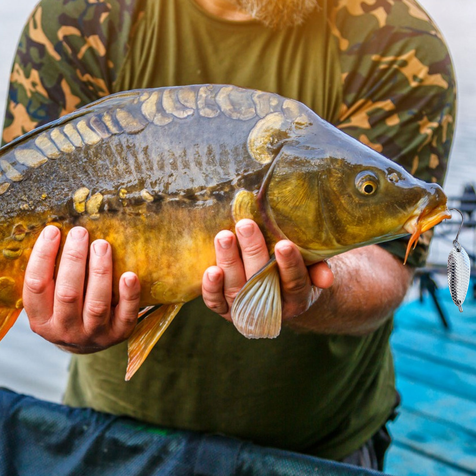 FREE FISHER Trout Fishing Spoon Lures,2.5g 3.5g 5g Mixed Metal Spinnerbaits Single Hook,Casting Spoon Hard Baits for Bass Perch(Pack of 15)