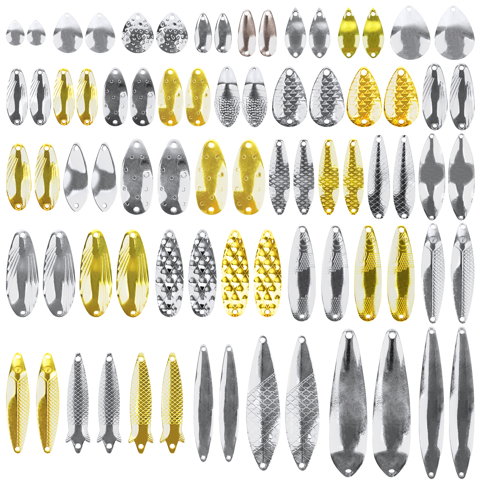 FREE FISHER 76pcs/Box Metal Sequins Fishing Spoon Lures Accessories,Spinner Blades Baits,DIY Fishing Rigs,Making Lures Supplies for Freshwater/Saltwater